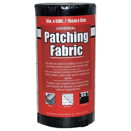 GARDNER Patching Fabric, 50 ft L, 6 in W, Fiberglass, Black 4502-GA